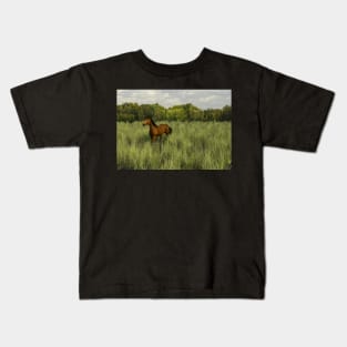 Brown Horse having lunch Kids T-Shirt